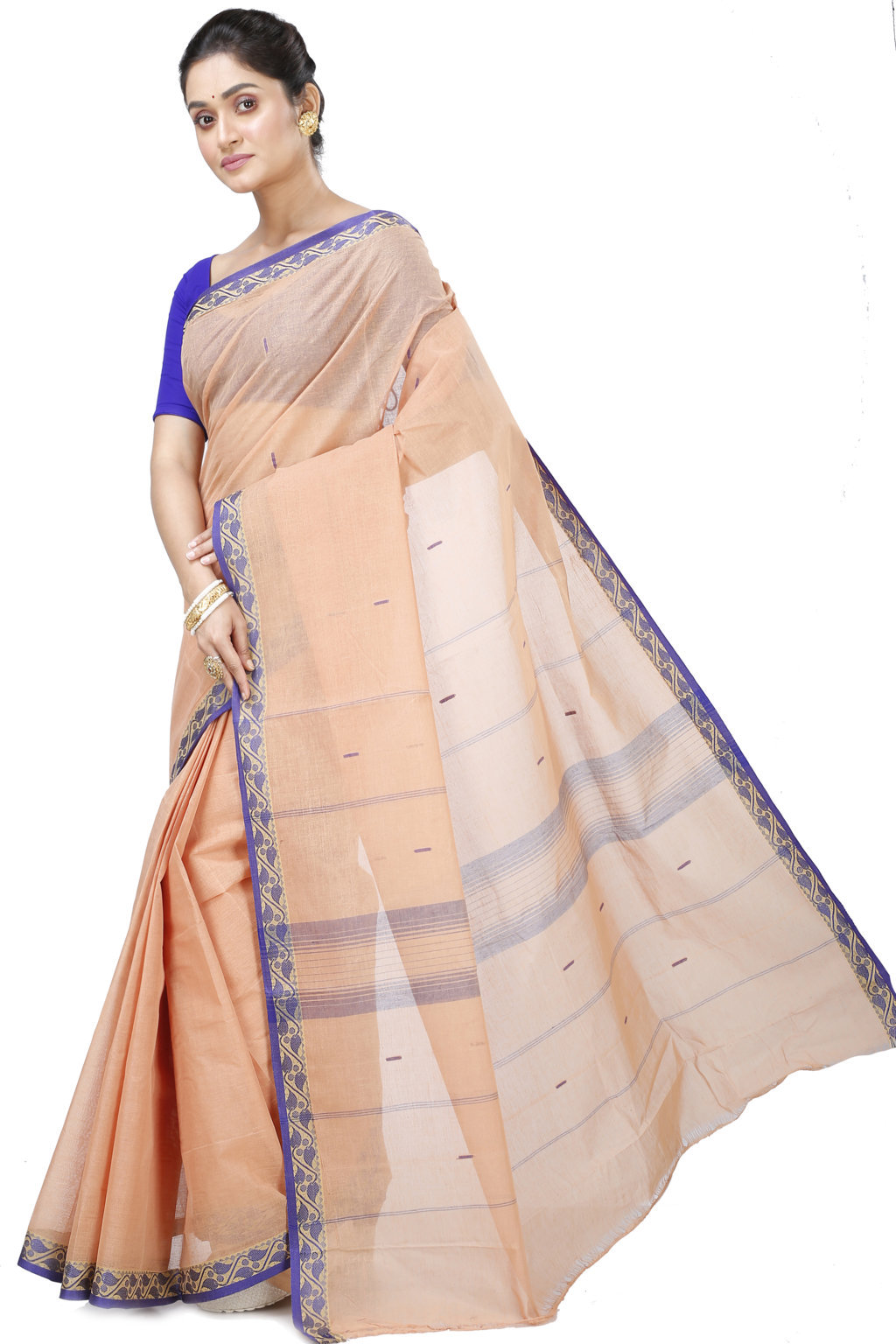 Light White Pure Cotton Gaela Tant Saree (923)